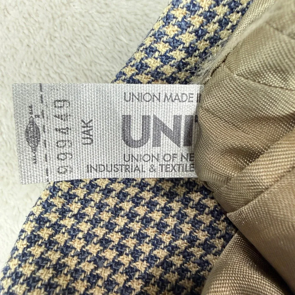 VTG Brooks Brothers Blazer Mens 40R Navy Cream Houndstooth Wool USA Union Made
